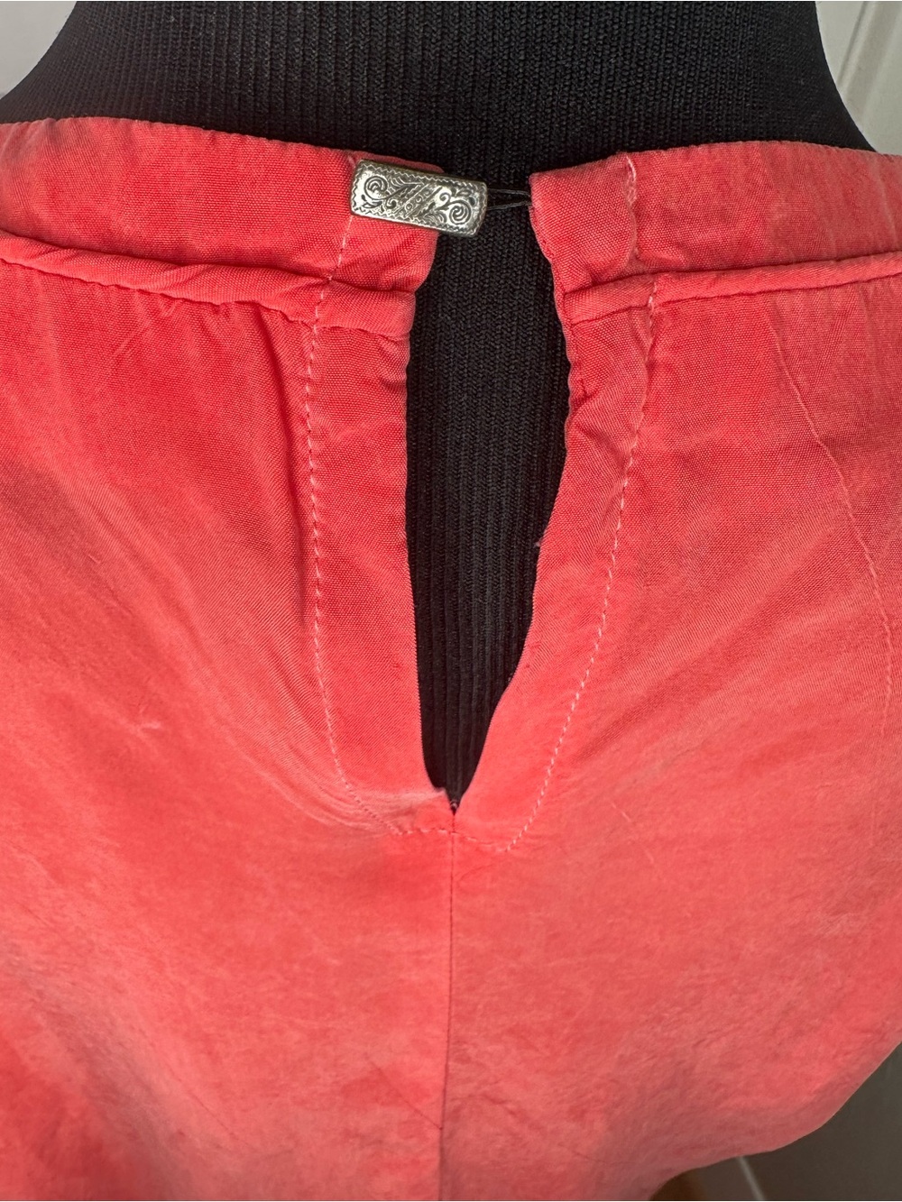 Women’s Coral Red Western Shirt with Decorative Silver Clasp